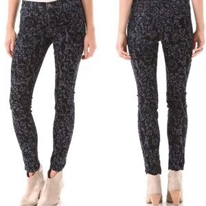 J Brand Super Skinny Olive Brocade Jeans